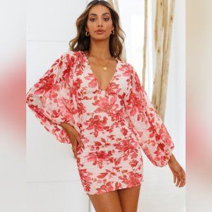 Pink Floral Print Mini Dress